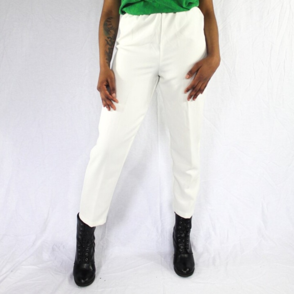 Vintage High Waisted White Trousers Pants